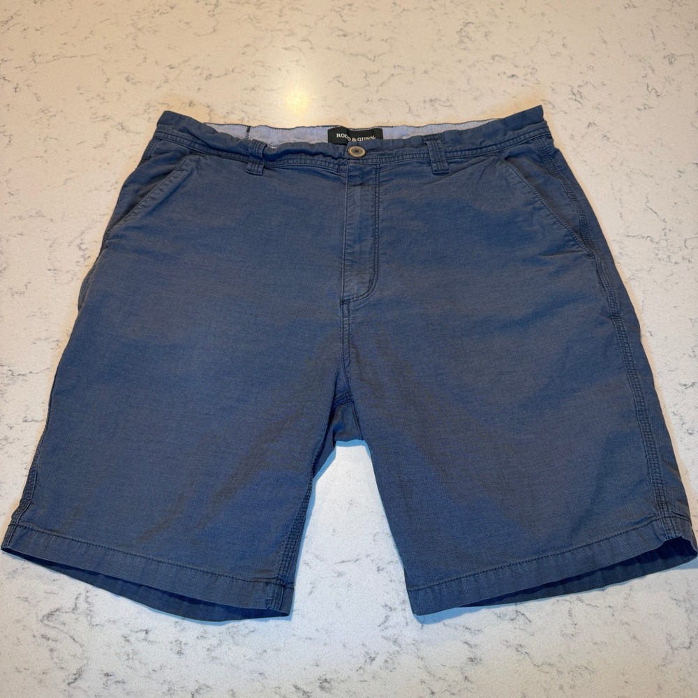 Rodd & Gunn Shorts Mens 36 Blue Slim Fit Cotton Stretch Textured Chino